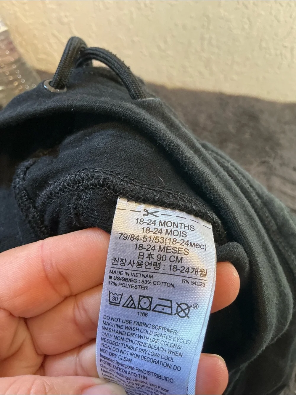 GAP Black Kids Jogger Sweatpants with Zip Pocket size 18-24 months